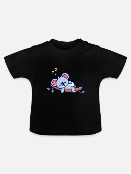 Koala Sleeping - Baby Bio-T-Shirt mit Rundhals - Schwarz
