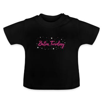 Bâton Twirler Bâton Twirling - T-shirt bio col rond Bébé - noir - Devant