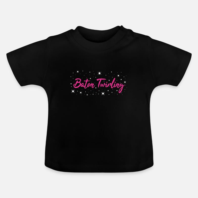 Bâton Twirler Bâton Twirling - T-shirt bio col rond Bébé - noir