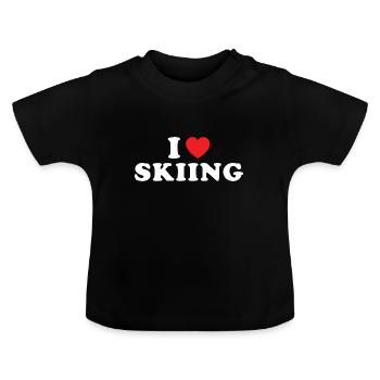 Sport I Love Skiing - Baby Organic T-Shirt with Round Neck - black - Front