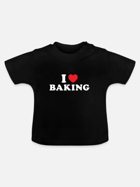 Baker I Love Baking - Baby Bio-T-Shirt mit Rundhals - Schwarz
