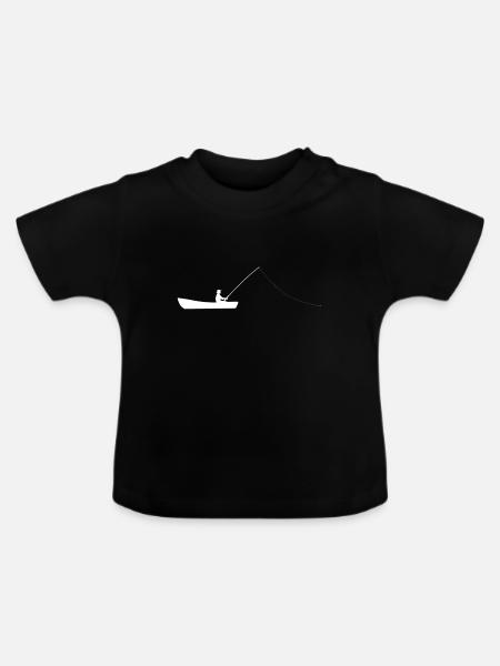 Angler Angeln Boot Geschenkidee - Baby Bio-T-Shirt mit Rundhals - Schwarz
