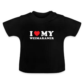 J’aime mon braque de Weimar - T-shirt bio col rond Bébé - noir - Devant