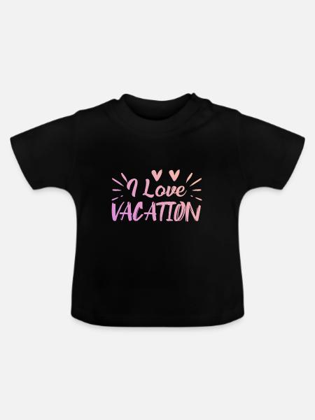 Ich liebe Urlaub - Baby Bio-T-Shirt mit Rundhals - Schwarz