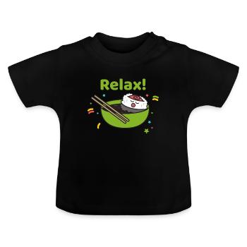 Sushi Maki Nigiri Geschenk Soja japanisch essen - Baby Bio-T-Shirt mit Rundhals - Schwarz - Vorne