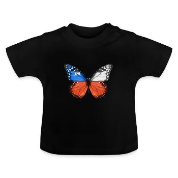 Butterfly Flag Of Chile - Ekologisk T-shirt med rund hals baby - svart - Fram