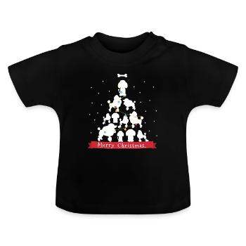 heiratet eben Pudel-Weihnachtsbaum - Baby Bio-T-Shirt mit Rundhals - Schwarz - Vorne