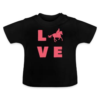 chevaux - T-shirt bio col rond Bébé - noir - Devant