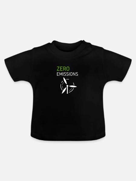 Zero Emissions Windkraft Wind - Baby Bio-T-Shirt mit Rundhals - Schwarz