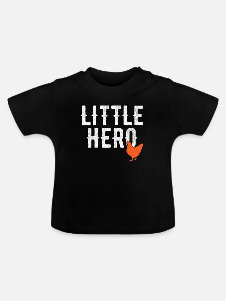 Kleiner Held - Süßes Tierhuhn - Baby Bio-T-Shirt mit Rundhals - Schwarz