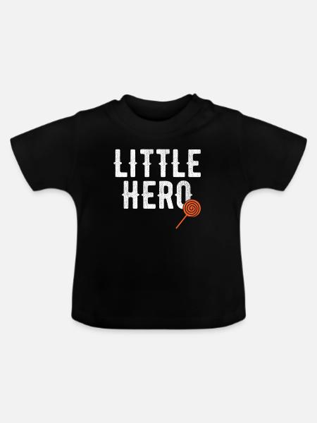 Kleiner Held - Süßes Essen Lollipop - Baby Bio-T-Shirt mit Rundhals - Schwarz