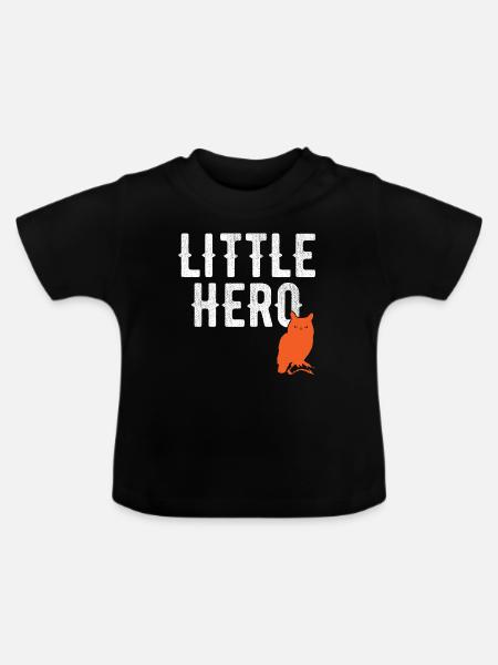 Kleiner Held - Süße Tiereule - Baby Bio-T-Shirt mit Rundhals - Schwarz
