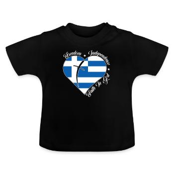 Freiheit Glaube An Gott - Griechenland - Baby Bio-T-Shirt mit Rundhals - Schwarz - Vorne