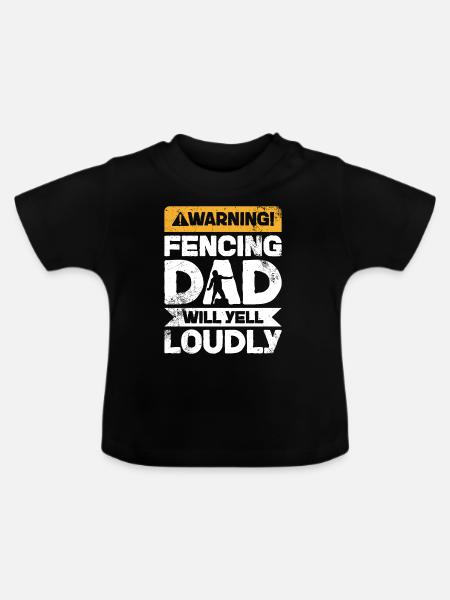 Warnschrei - Fechten Papa - Baby Bio-T-Shirt mit Rundhals - Schwarz