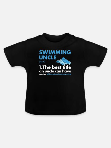 Sport Uncle Swimming - Baby Bio-T-Shirt mit Rundhals - Schwarz