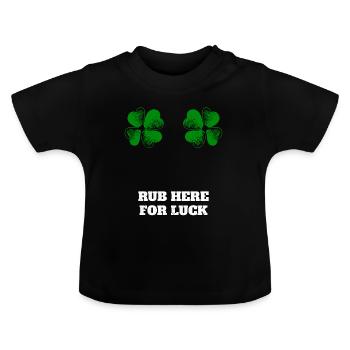 Rub here for luck - Baby Organic T-Shirt with Round Neck - black - Front