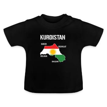Kurdistan Flag Bakur Bashur Rojava Rojhlt Newroz - Baby Organic T-Shirt with Round Neck - black - Front