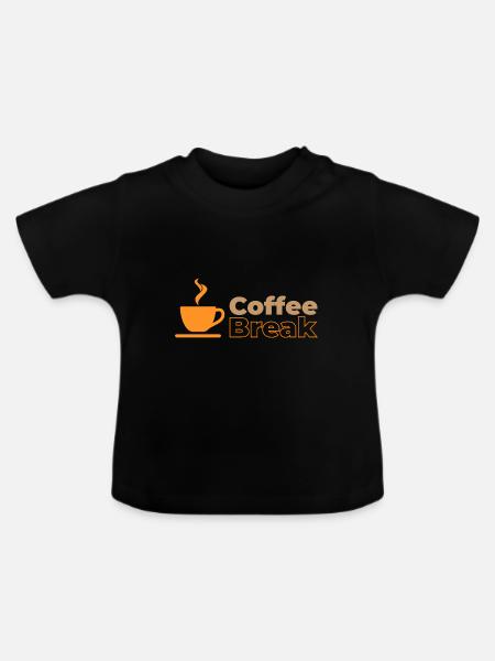 Kaffeepause - Baby Bio-T-Shirt mit Rundhals - Schwarz