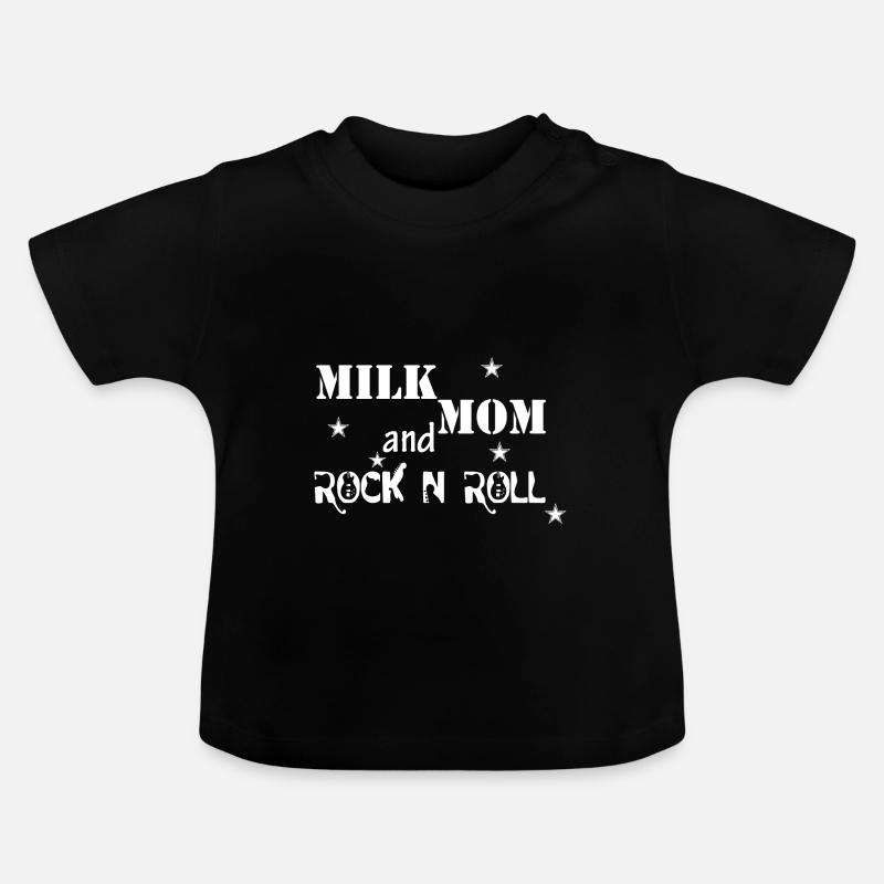 Milk,Mom, Rock'n'Roll - Baby Bio-T-Shirt mit Rundhals - Schwarz
