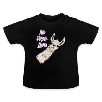 No Prob LLama rose Vintage Trendy Lama - T-shirt bio col rond Bébé - noir - Devant