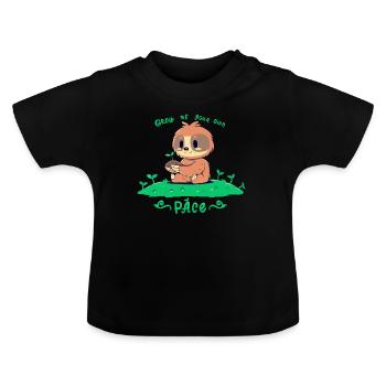 Grow at your own pace - Baby Organic T-Shirt with Round Neck - black - Front