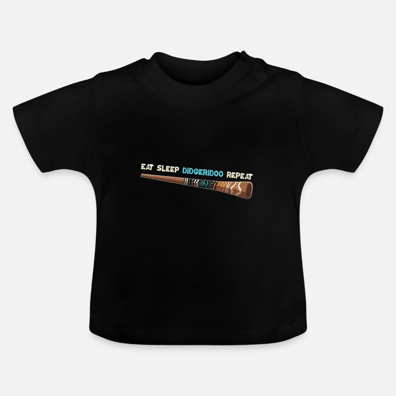 Manger Didgeridoo Sommeil Répéter - T-shirt bio col rond Bébé - noir