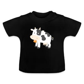 Bande dessinée vache fermier fermier cadeau dessin animé - T-shirt bio col rond Bébé - noir - Devant