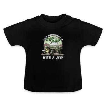 Alter Mann mit einem Jeep - Baby Bio-T-Shirt mit Rundhals - Schwarz - Vorne