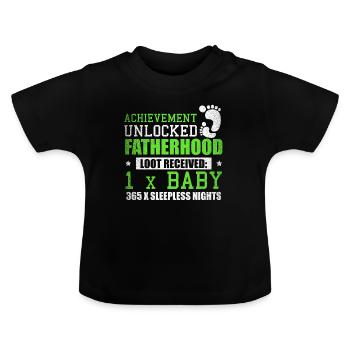 Vaterschaft Baby schlaflose Nächte Geschenk - Baby Bio-T-Shirt mit Rundhals - Schwarz - Vorne