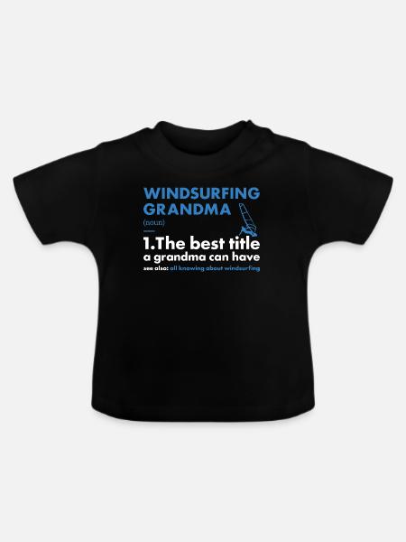 Sport Grandma Windsurfing - Baby Bio-T-Shirt mit Rundhals - Schwarz
