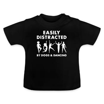 Danseur Facilement Distrait Par Les Chiens Et La Danse - T-shirt bio col rond Bébé - noir - Devant