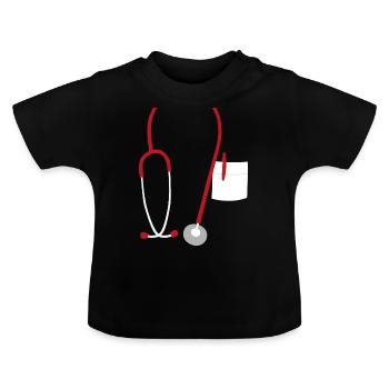Stethoskop Medizin Arzt Doktor Praxis KH Geschenk - Baby Bio-T-Shirt mit Rundhals - Schwarz - Vorne