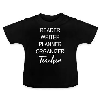 Reader clerk teacher school lesson - Baby Organic T-Shirt with Round Neck - black - Front
