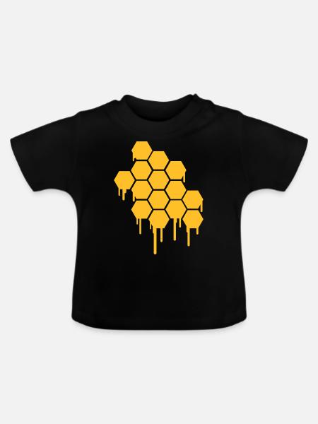 Honeycombs Pattern - Baby Bio-T-Shirt mit Rundhals - Schwarz