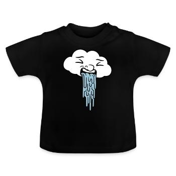 puking funny rain cloud - Baby Organic T-Shirt with Round Neck - black - Front