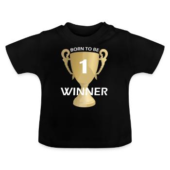 né pour être gagnant blanc - T-shirt bio col rond Bébé - noir - Devant