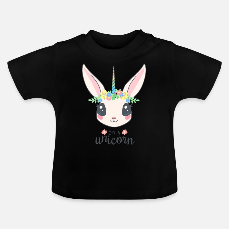 Ich bin ein Einhorn - Baby Bio-T-Shirt mit Rundhals - Schwarz