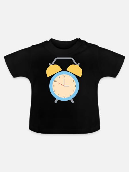 Wecker - Baby Bio-T-Shirt mit Rundhals - Schwarz