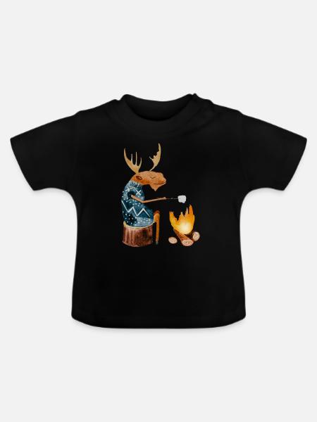Pappa Elg - Baby Bio-T-Shirt mit Rundhals - Schwarz