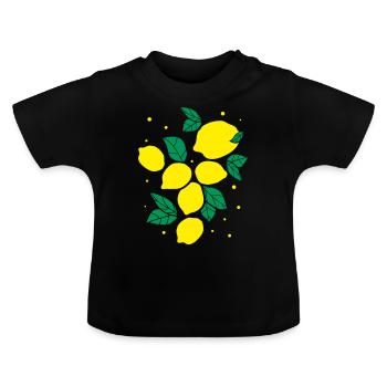 Frische Zitronenfrüchte - Baby Bio-T-Shirt mit Rundhals - Schwarz - Vorne