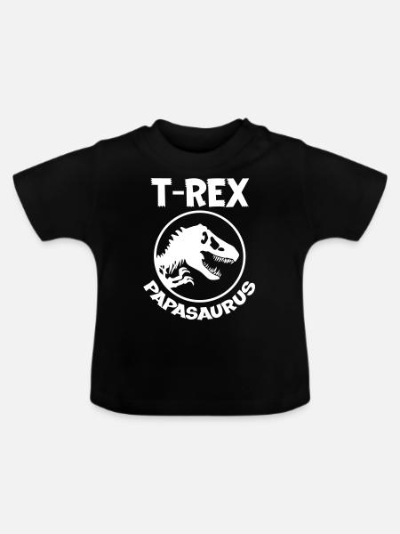 Papasaurus - Baby Bio-T-Shirt mit Rundhals - Schwarz