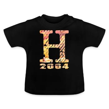 H 2004 Name Geburtsjahr Geschenk - Baby Bio-T-Shirt mit Rundhals - Schwarz - Vorne