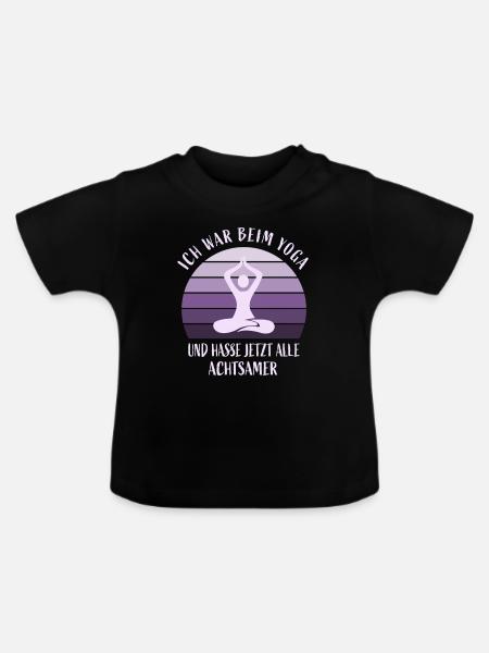 Ich war beim Yoga - Baby Bio-T-Shirt mit Rundhals - Schwarz