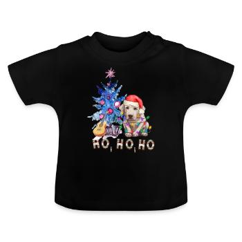 Weihnachtshund Labrador - Baby Bio-T-Shirt mit Rundhals - Schwarz - Vorne