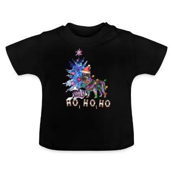 Weihnachtshund Schäferhund - Baby Bio-T-Shirt mit Rundhals - Schwarz - Vorne