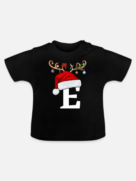 Brief E Weihnachtsmütze - Baby Bio-T-Shirt mit Rundhals - Schwarz