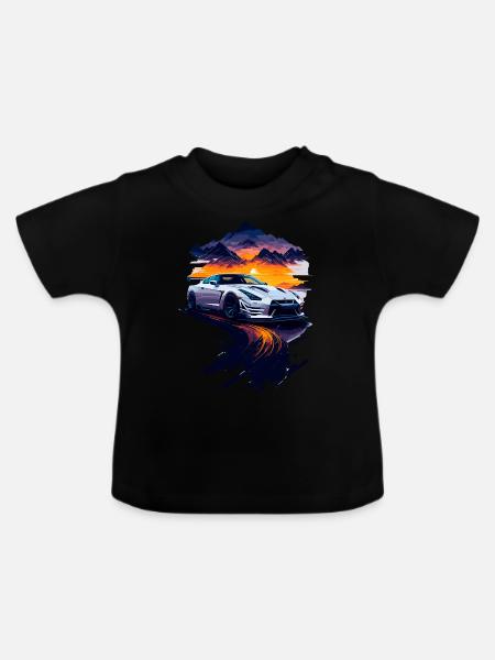 Sportwagen - Baby Bio-T-Shirt mit Rundhals - Schwarz
