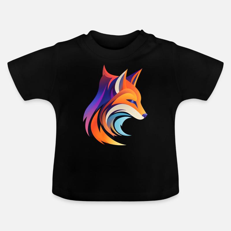 Fox Abstract Art - Minimaliste Faune - T-shirt bio col rond Bébé - noir