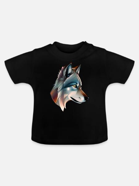 Wolf - Baby Bio-T-Shirt mit Rundhals - Schwarz