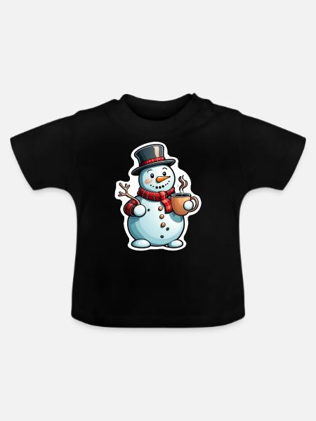 Schneemann - Baby Bio-T-Shirt mit Rundhals - Schwarz